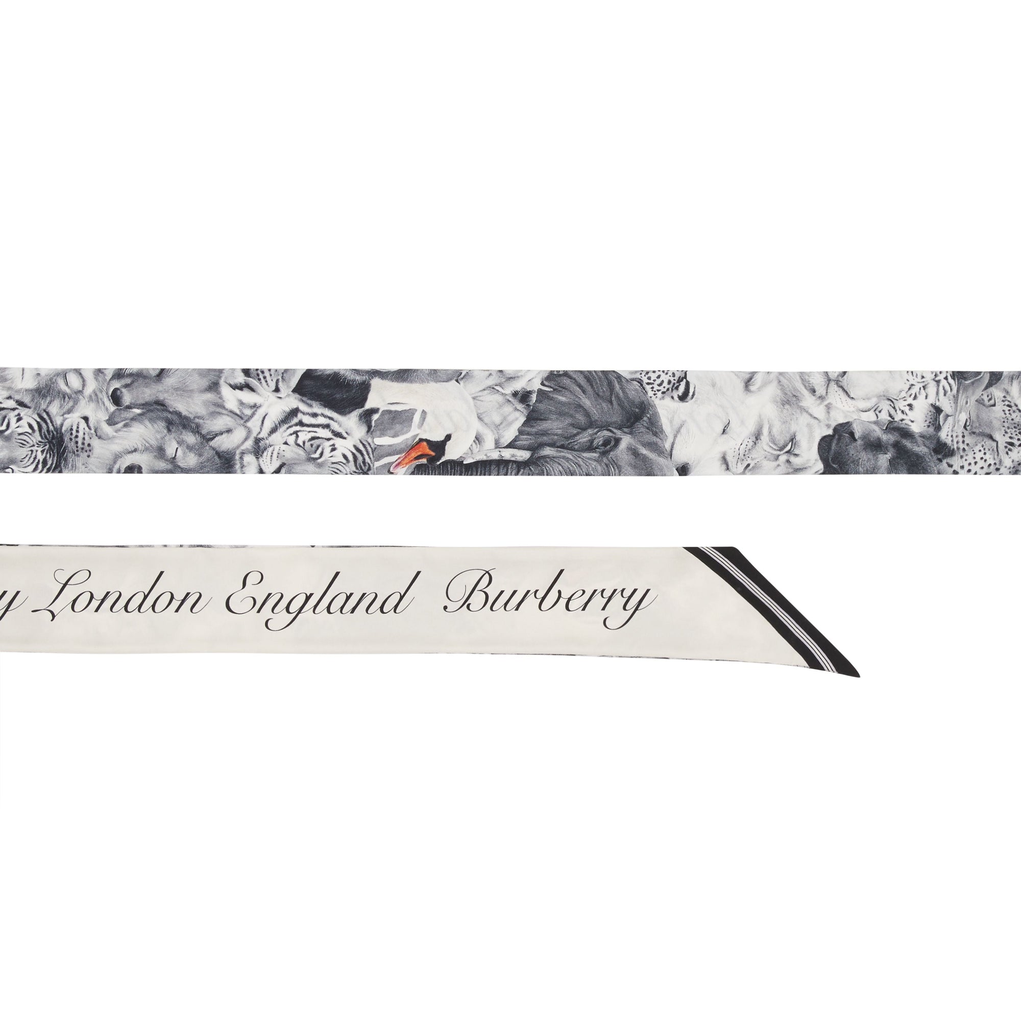 Foulard ultrafin en soie avec logo et imprimé animalier - Vanilla
