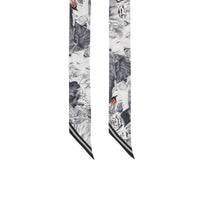 Foulard ultrafin en soie avec logo et imprimé animalier - Vanilla