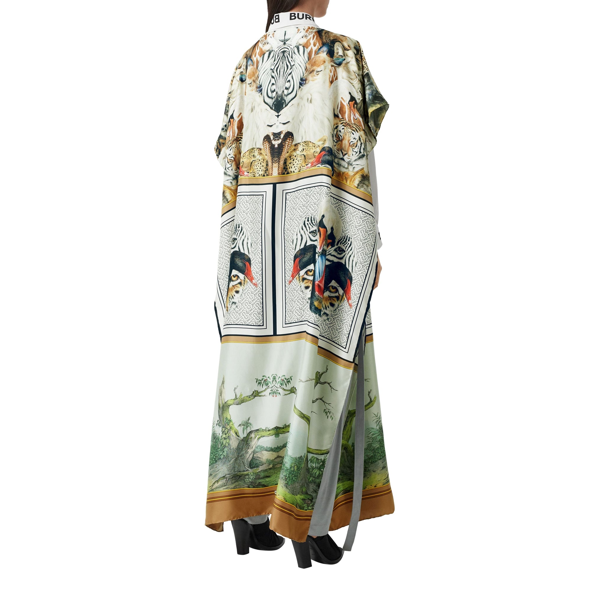 Cape en sergé de soie à imprimé montage - Multicolour