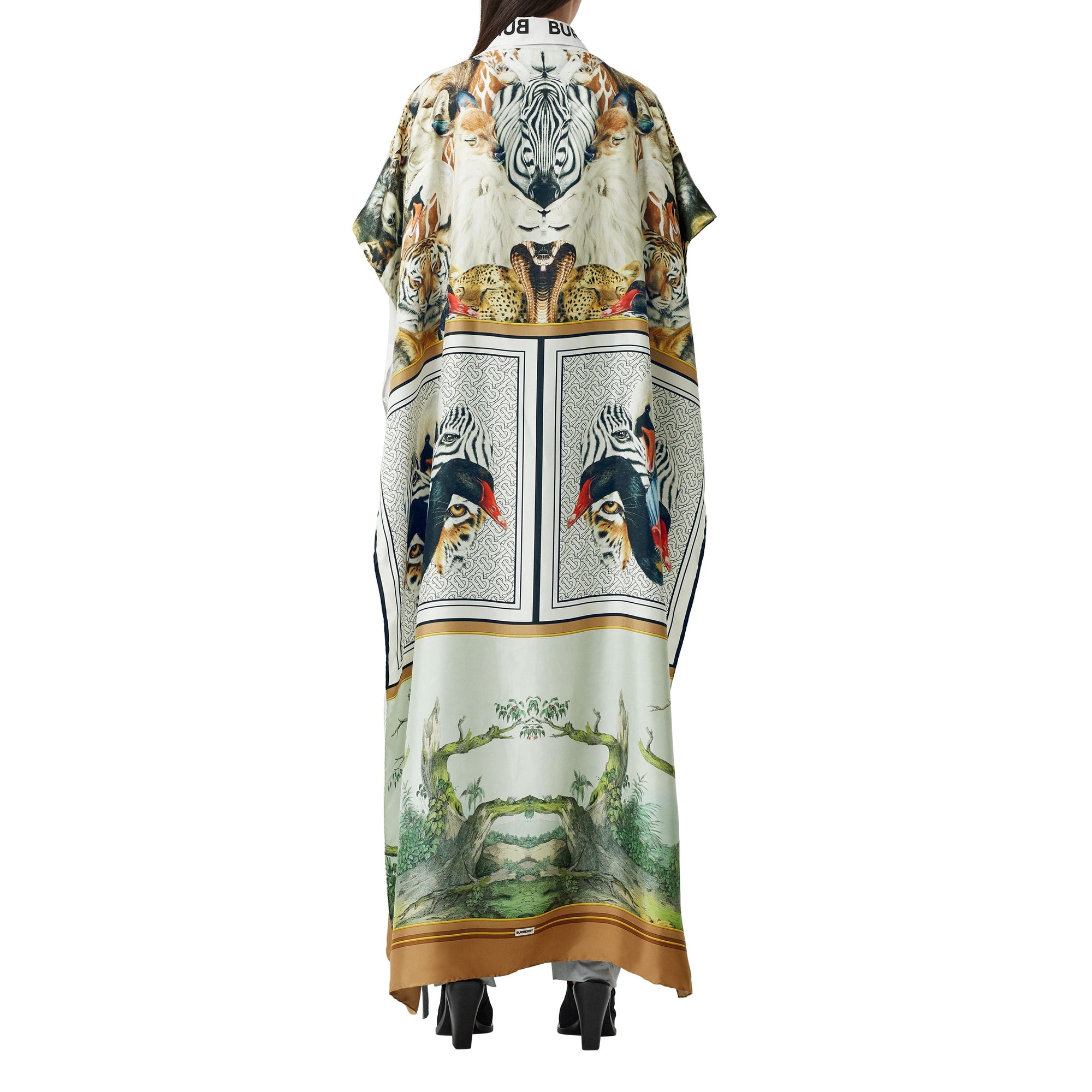 Cape en sergé de soie à imprimé montage - Multicolour