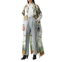 Cape en sergé de soie à imprimé montage - Multicolour