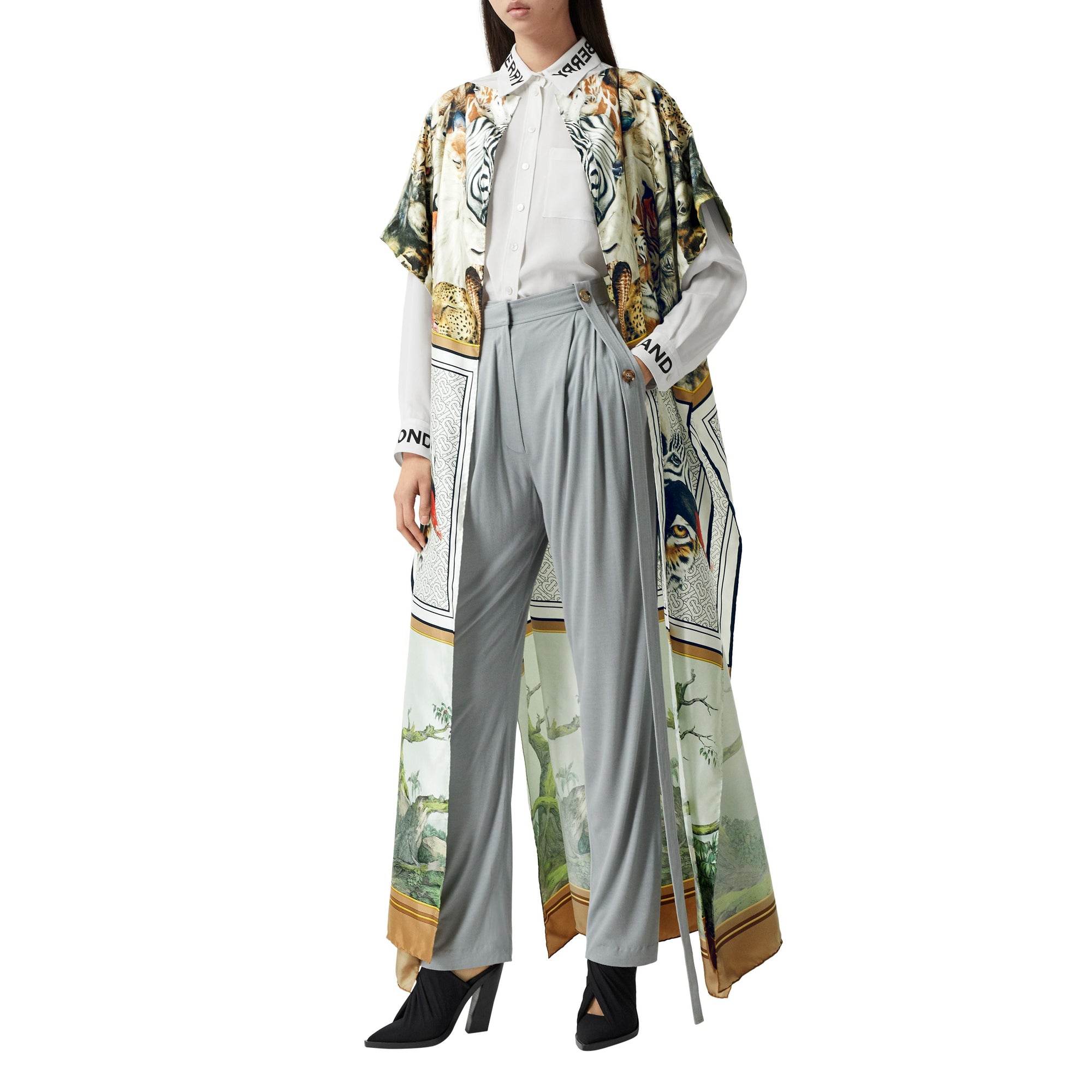 Cape en sergé de soie à imprimé montage - Multicolour