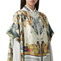 Cape en sergé de soie à imprimé montage - Multicolour