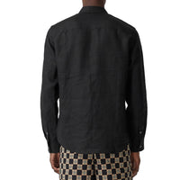 Chemise en lin à logo brodé - Black