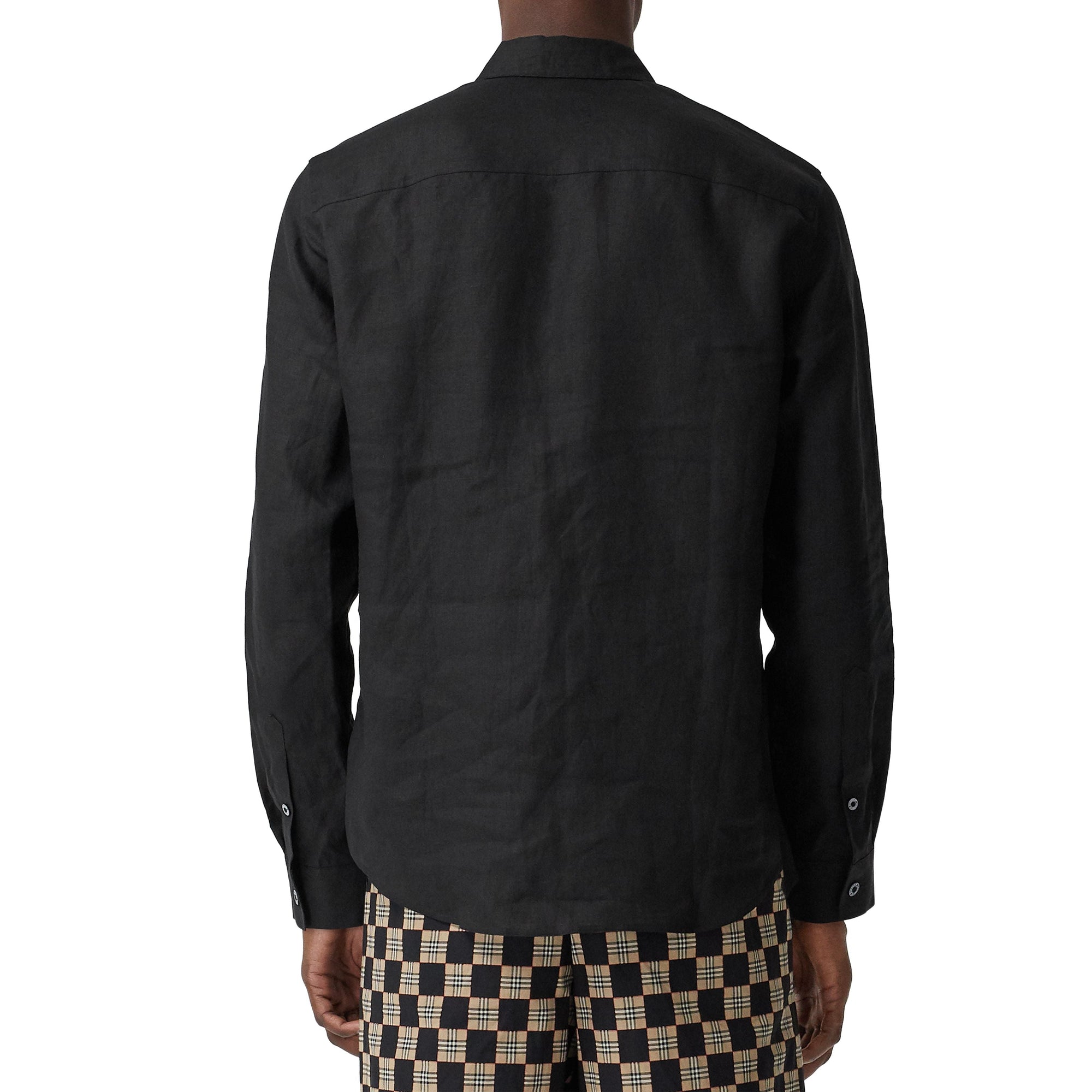 Chemise en lin à logo brodé - Black