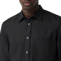Chemise en lin à logo brodé - Black