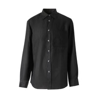 Chemise en lin à logo brodé - Black
