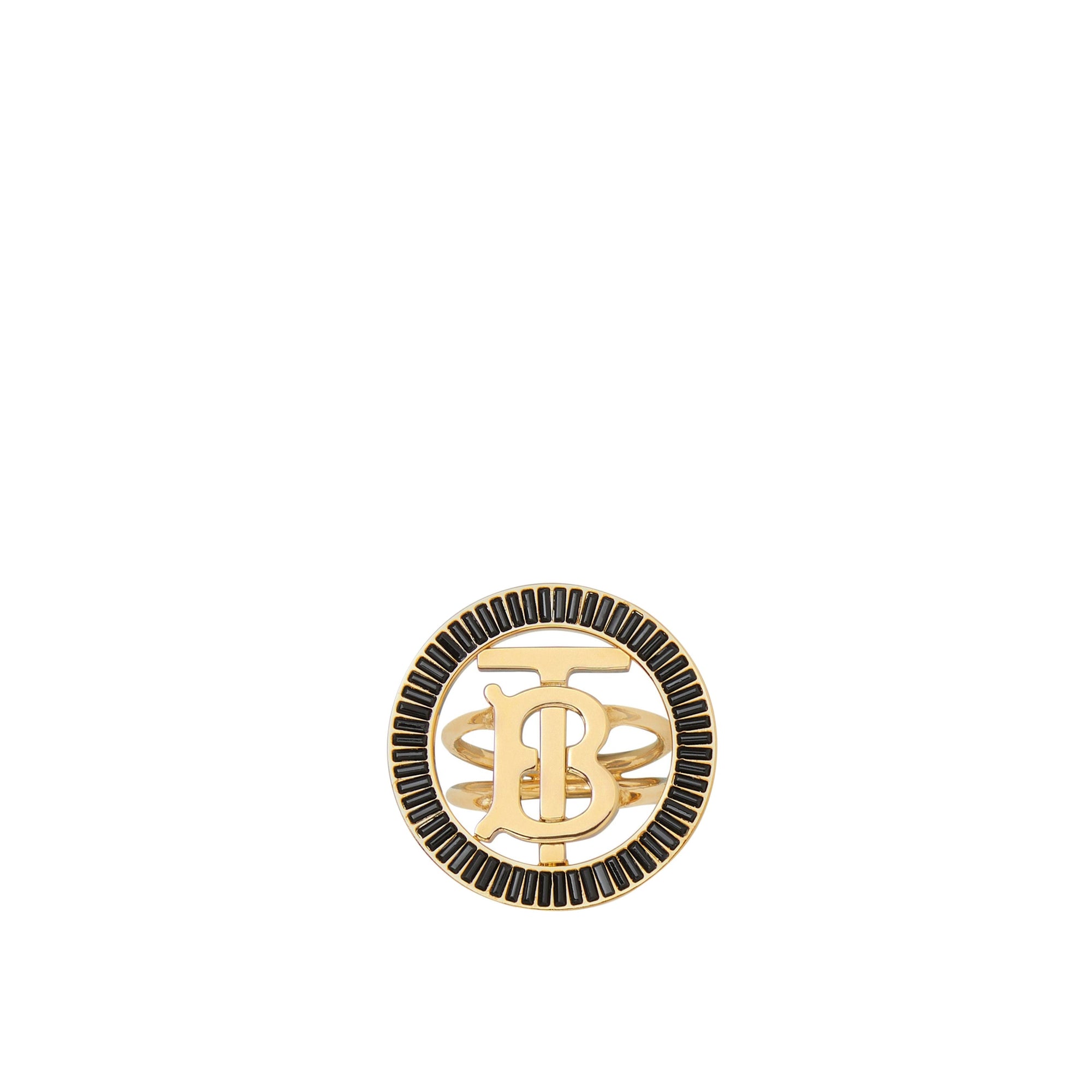 Bague Monogram plaquée or avec cristal - Light & Jet Black