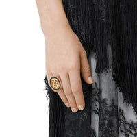Bague Monogram plaquée or avec cristal - Light & Jet Black