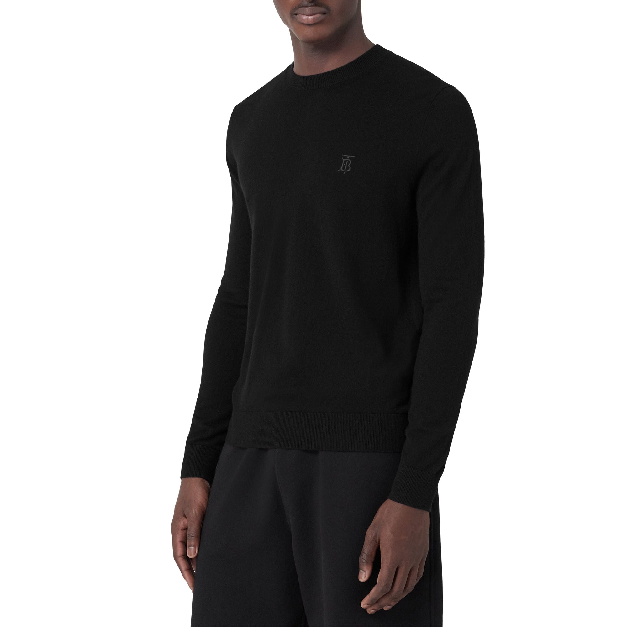 Pull en cachemire à motif monogramme - Black