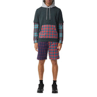 Sweat à capuche et motif check façon patchwork - Deep Green