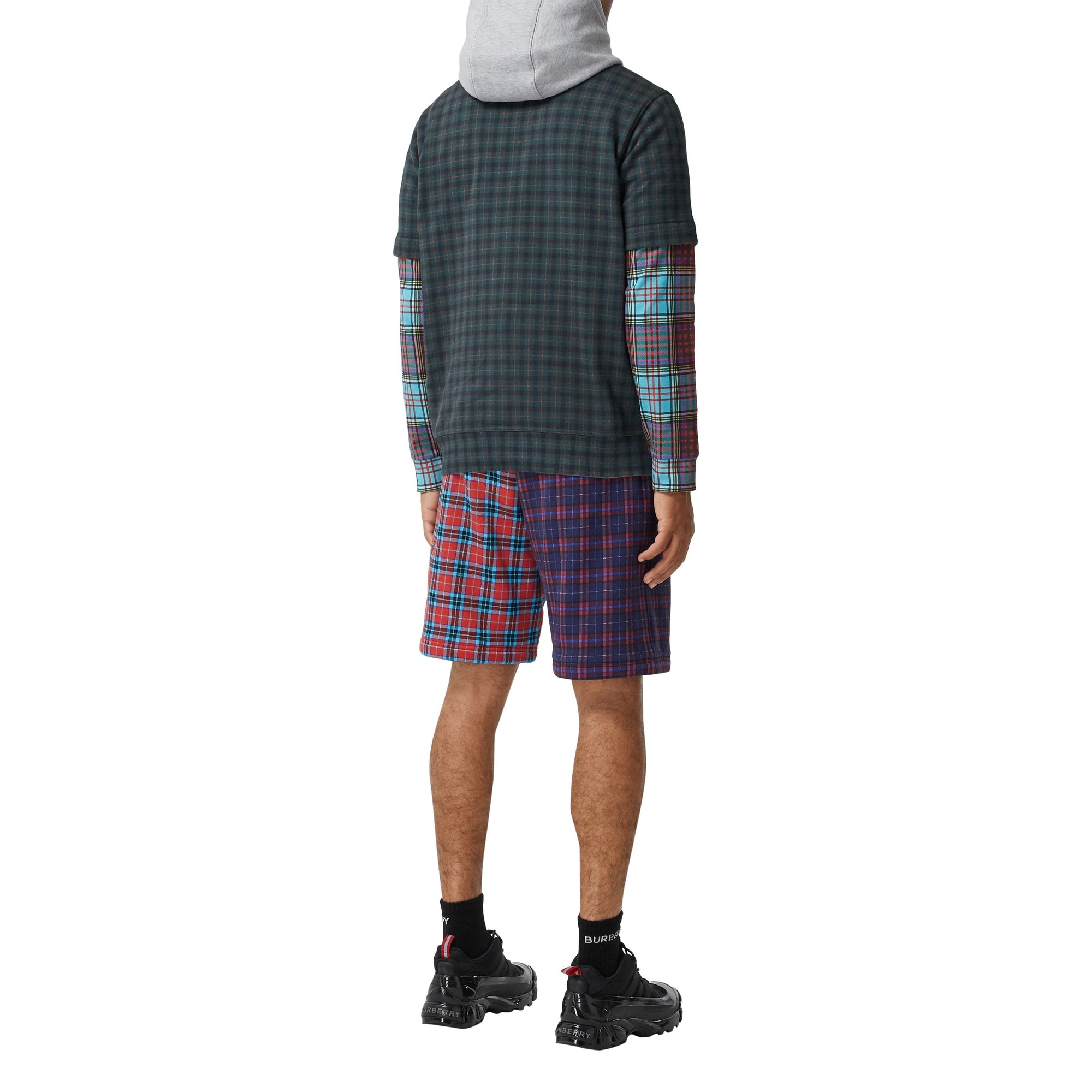 Sweat à capuche et motif check façon patchwork - Deep Green