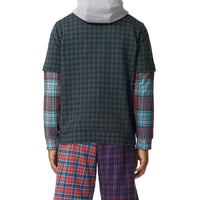 Sweat à capuche et motif check façon patchwork - Deep Green