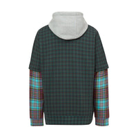 Sweat à capuche et motif check façon patchwork - Deep Green