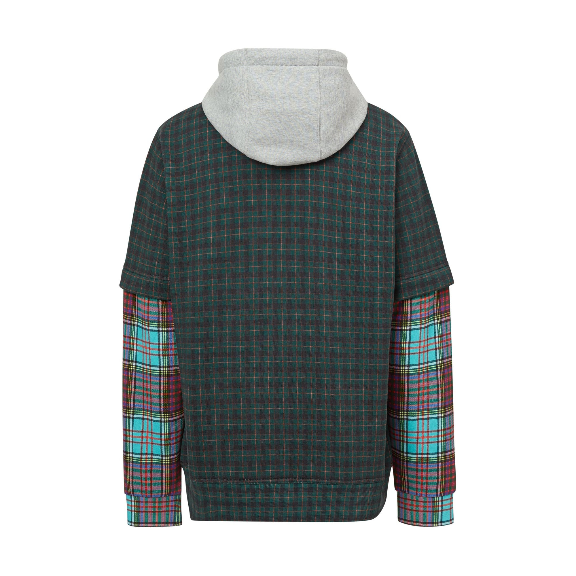 Sweat à capuche et motif check façon patchwork - Deep Green