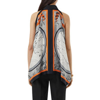 Chemise sans manches en soie à imprimé carte - Taupe Grey