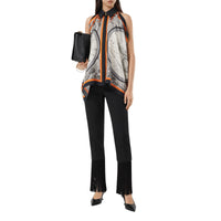 Chemise sans manches en soie à imprimé carte - Taupe Grey