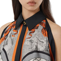 Chemise sans manches en soie à imprimé carte - Taupe Grey