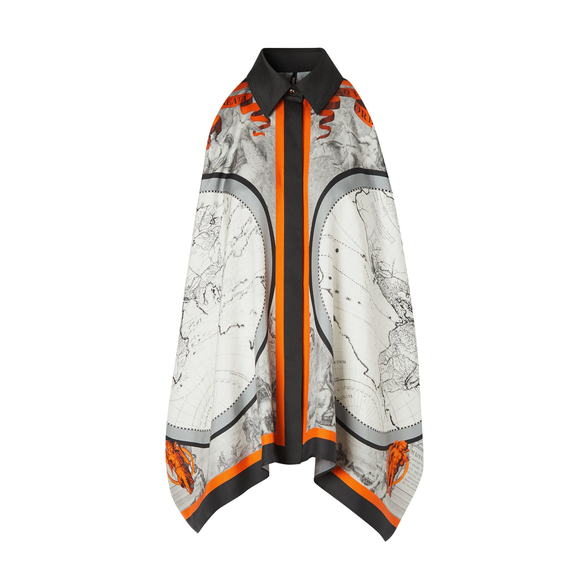 Chemise sans manches en soie à imprimé carte - Taupe Grey