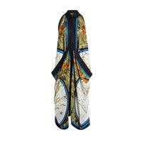 Robe en soie drapée à imprimé carte - Antique Green