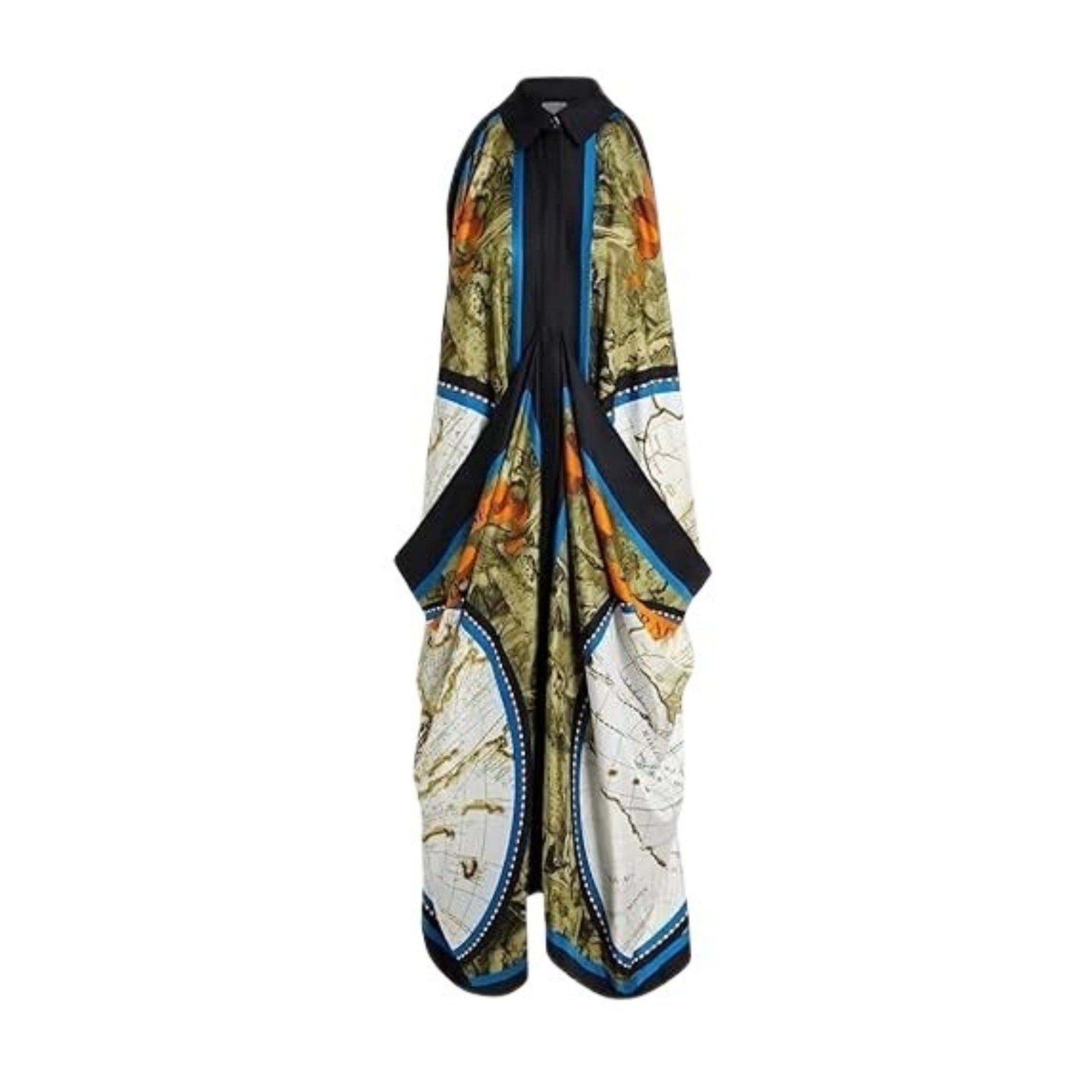 Robe en soie drapée à imprimé carte - Antique Green