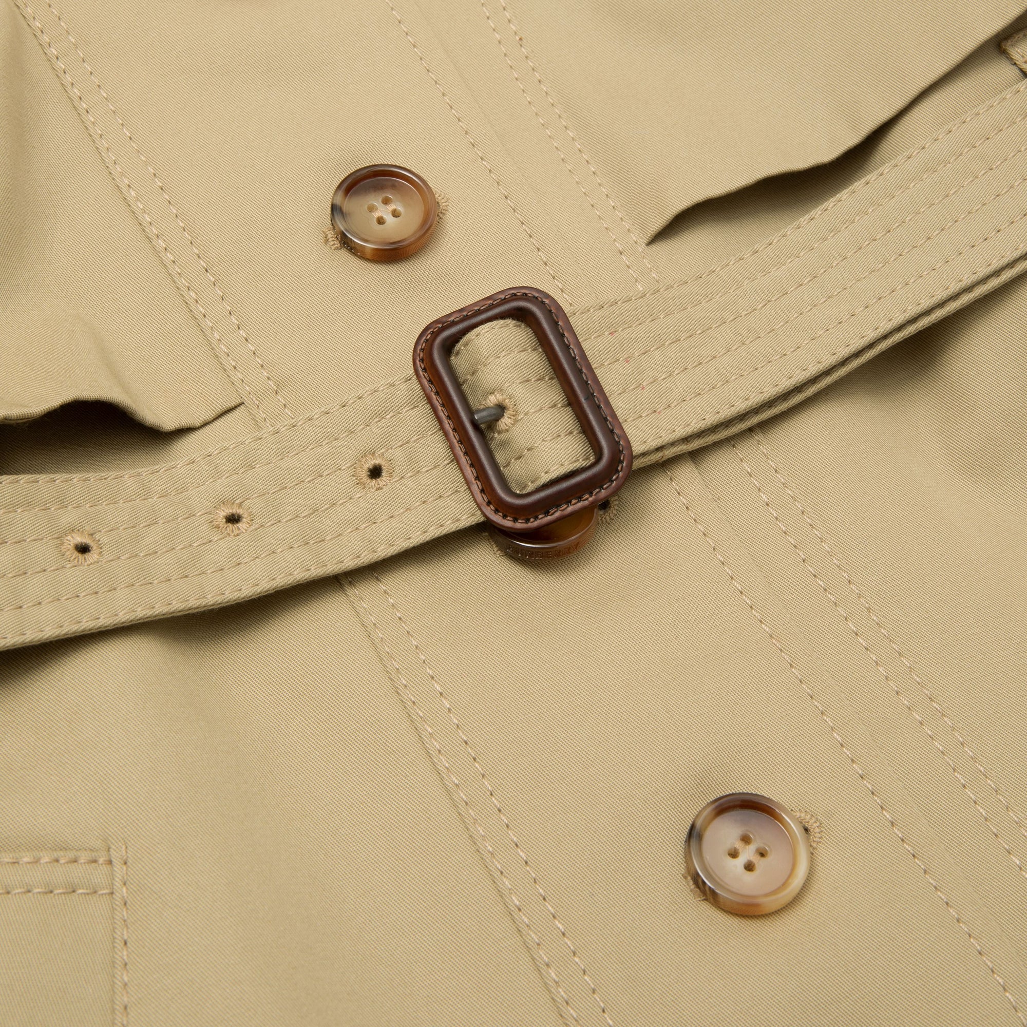 Trench en sergé de coton avec capuche amovible - Honey