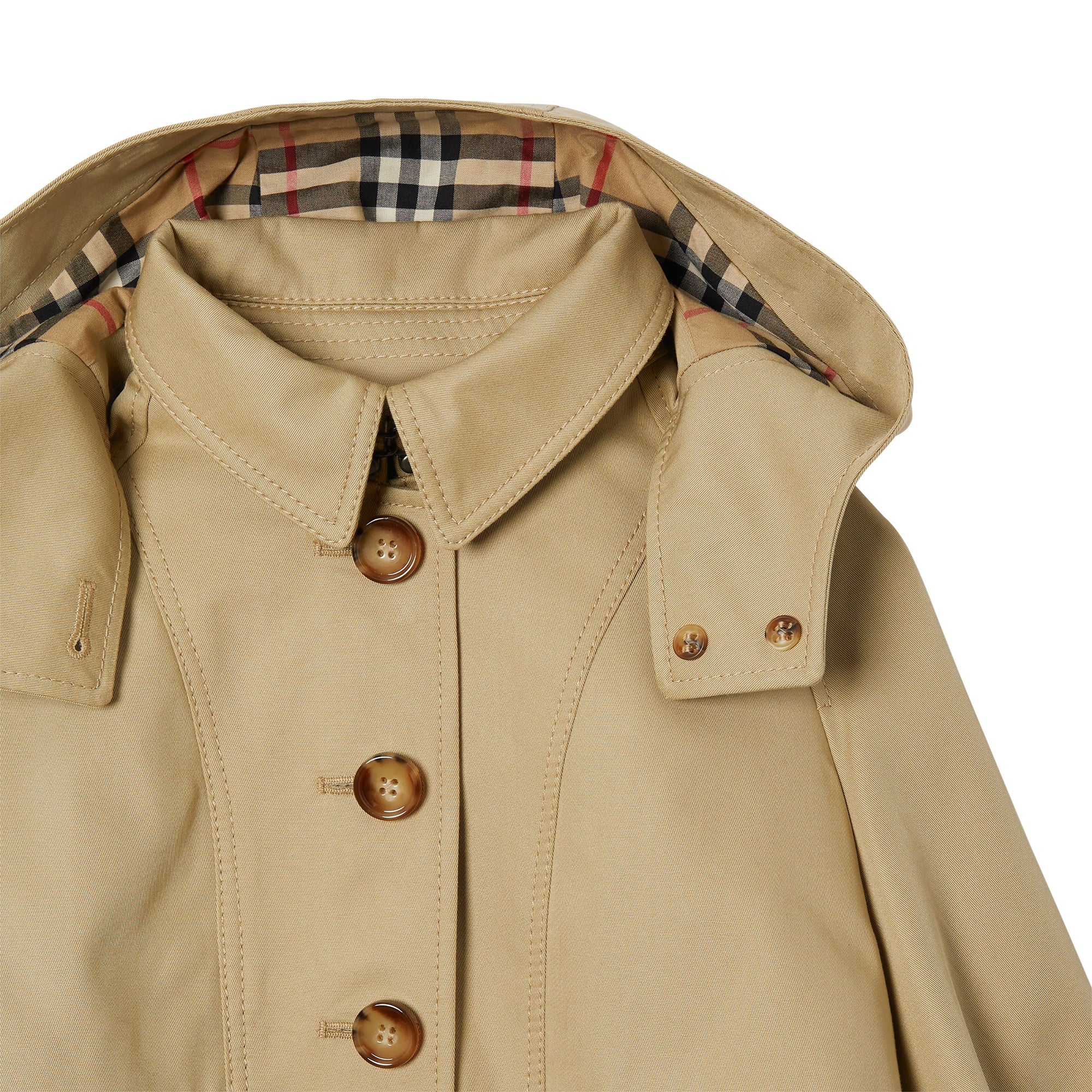 Trench en sergé de coton avec capuche amovible - Honey