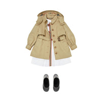 Trench en sergé de coton avec capuche amovible - Honey