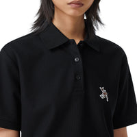 Polo oversize en piqué de coton avec daim - Black