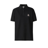Polo oversize en piqué de coton avec daim - Black