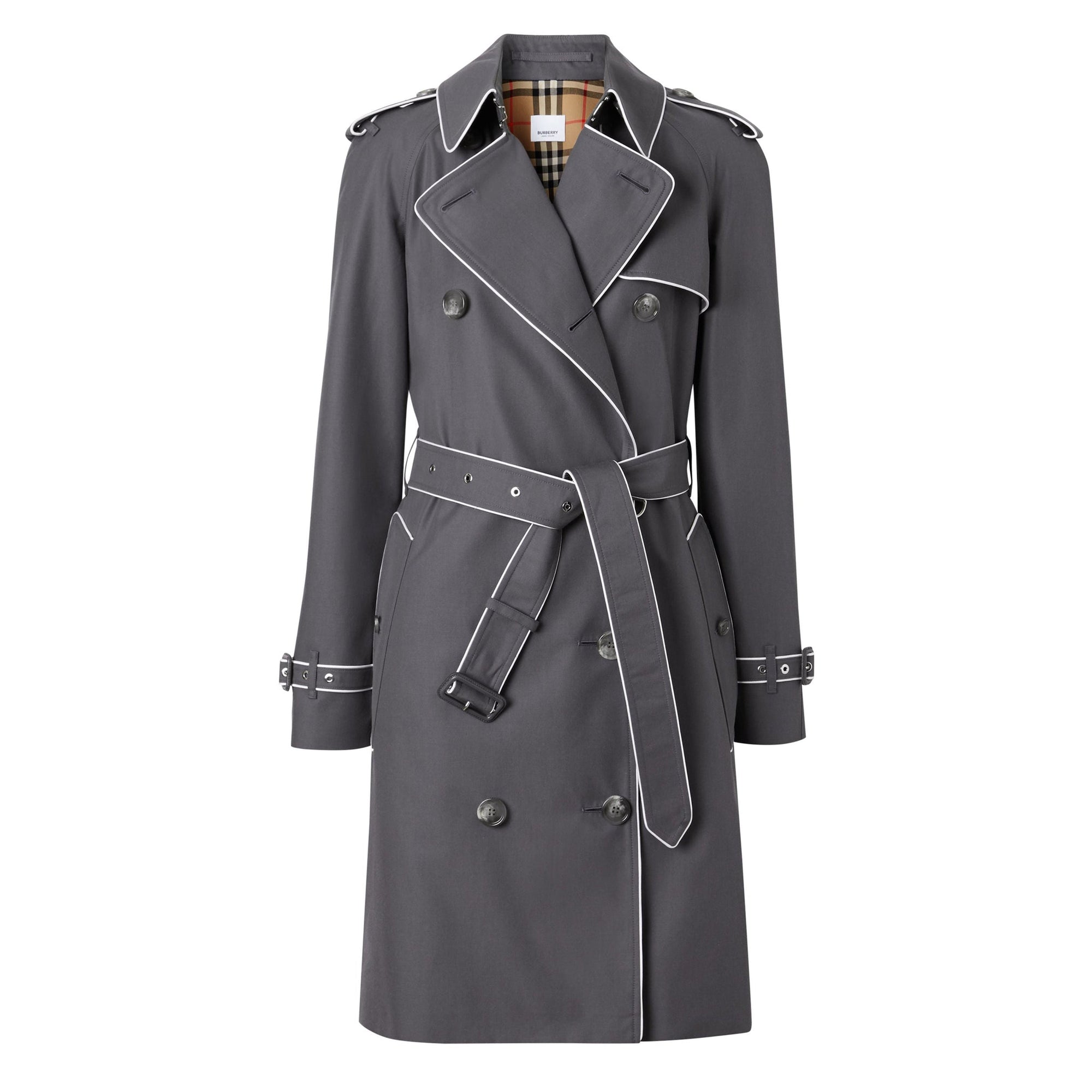 Trench en gabardine de coton passepoilé - Mid Grey