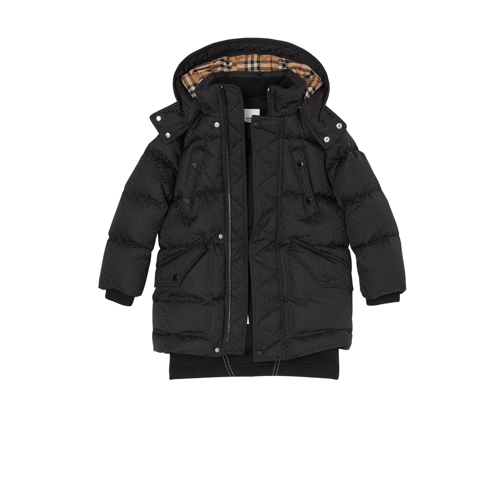 Doudoune en jacquard Monogram avec capuche amovible - Black