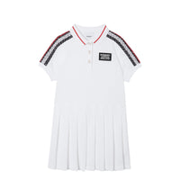 Robe polo en piqué de coton rayée Monogram - White