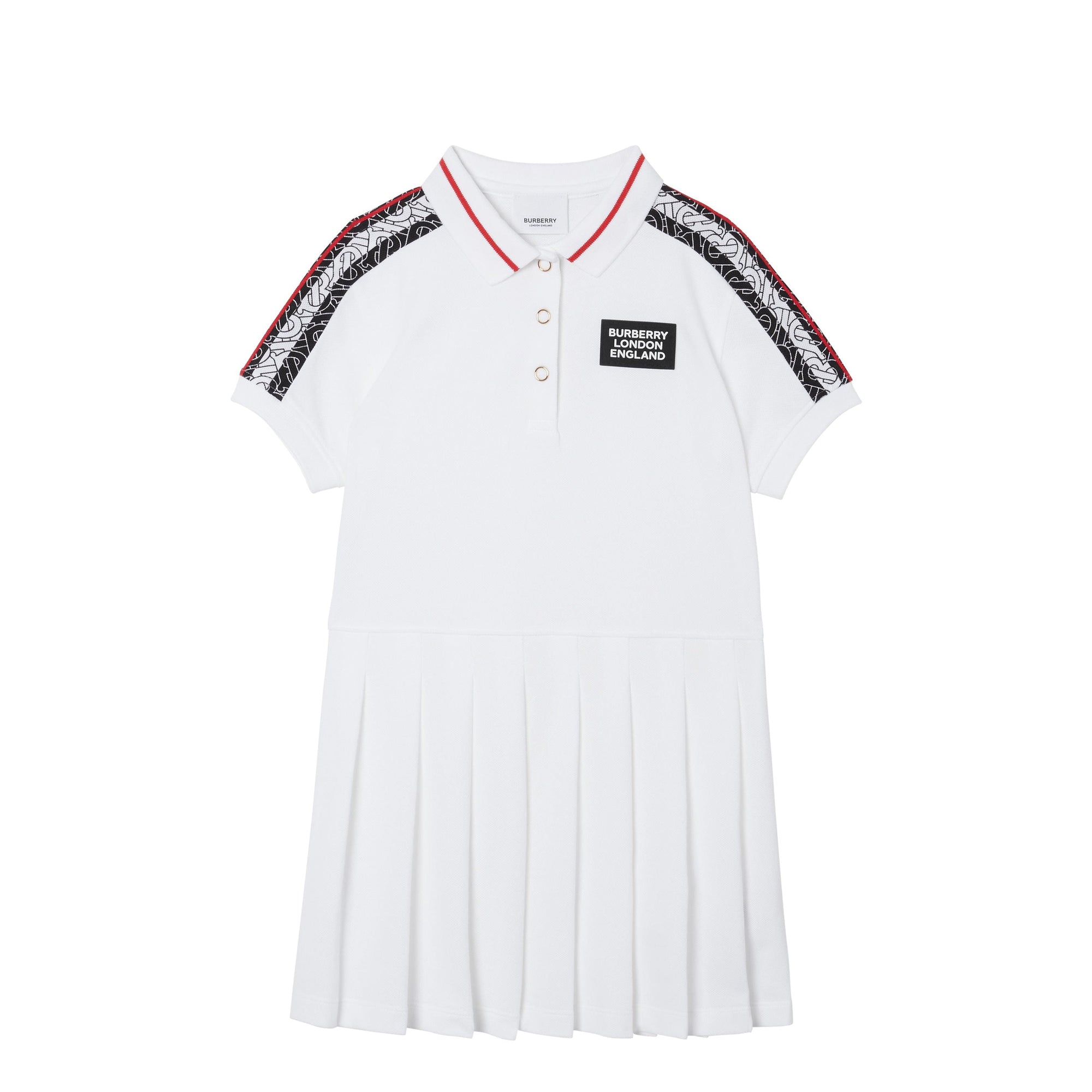 Robe polo en piqué de coton rayée Monogram - White