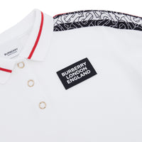 Robe polo en piqué de coton rayée Monogram - White