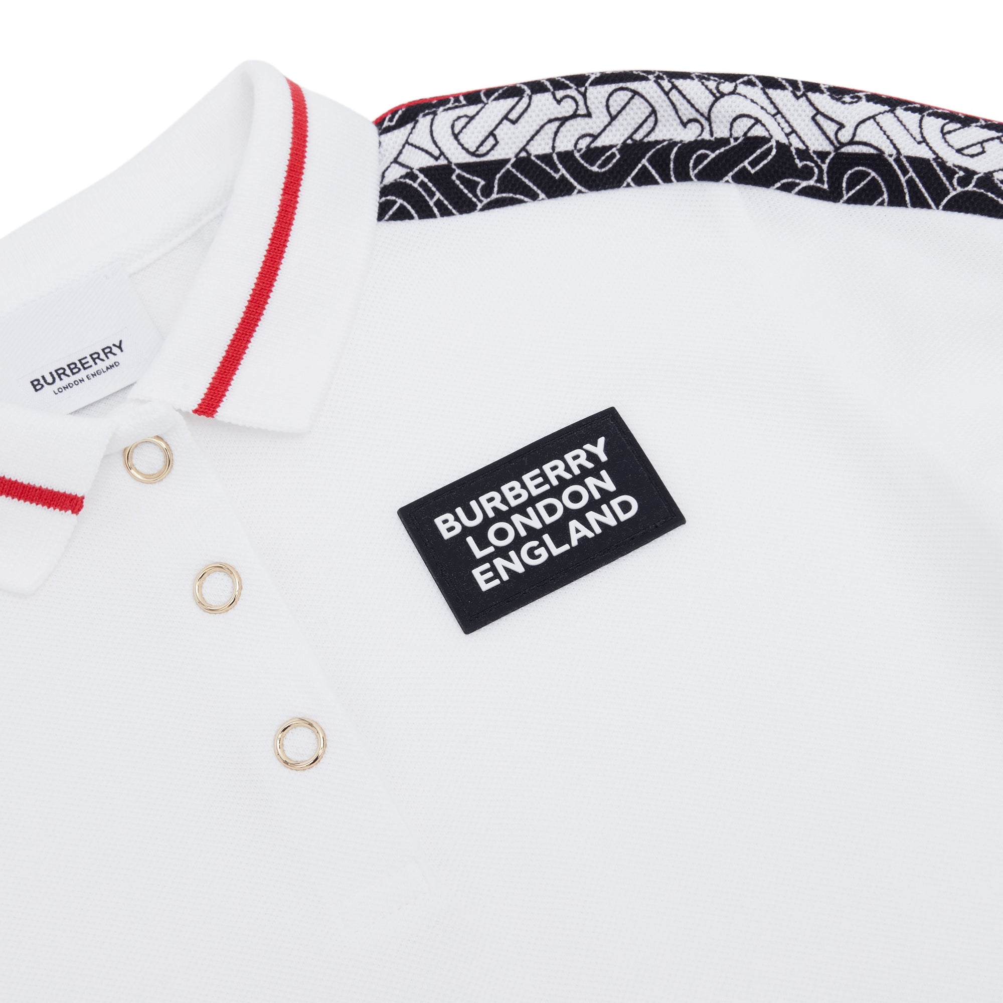 Robe polo en piqué de coton rayée Monogram - White
