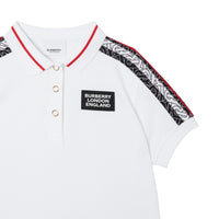 Robe polo en piqué de coton rayée Monogram - White