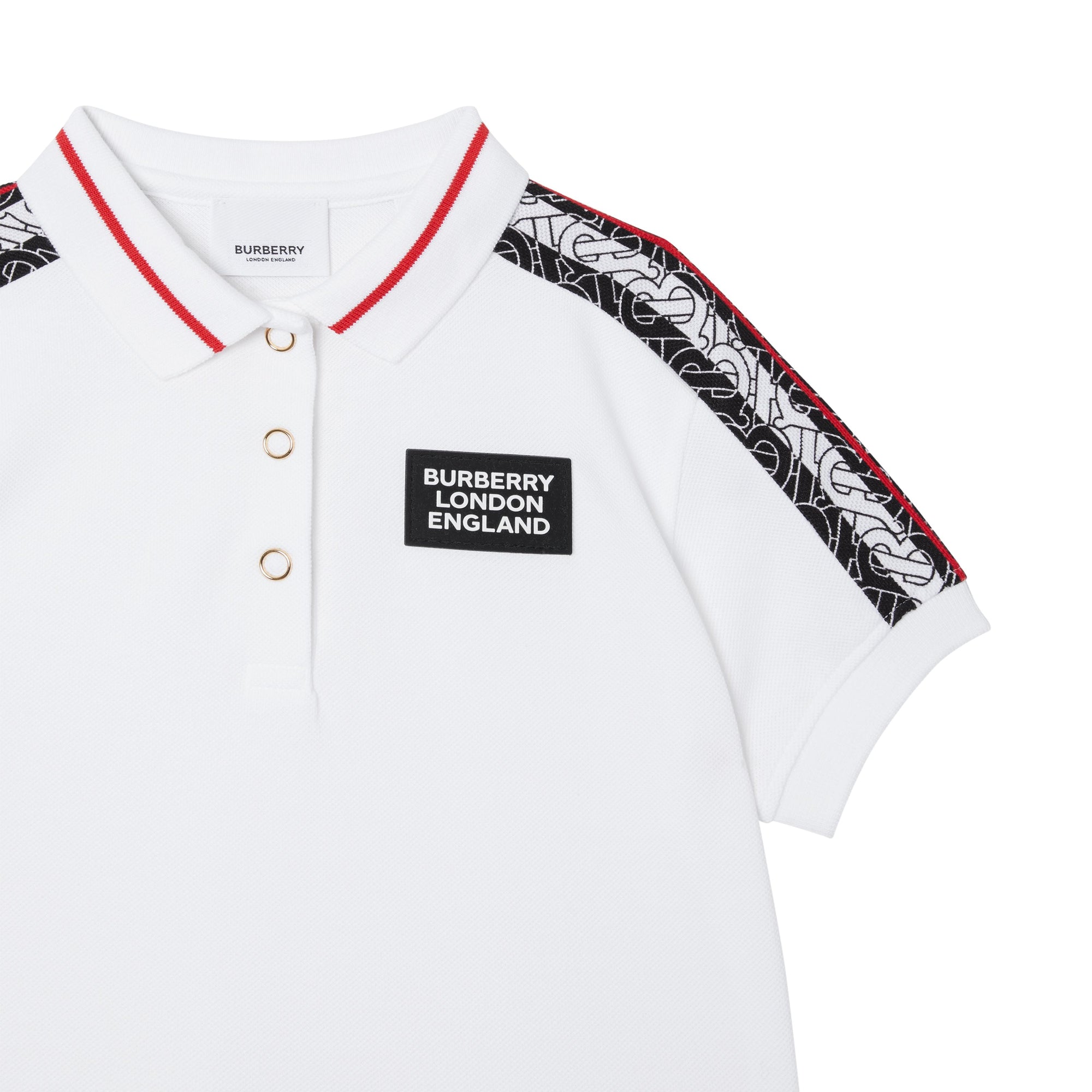 Robe polo en piqué de coton rayée Monogram - White