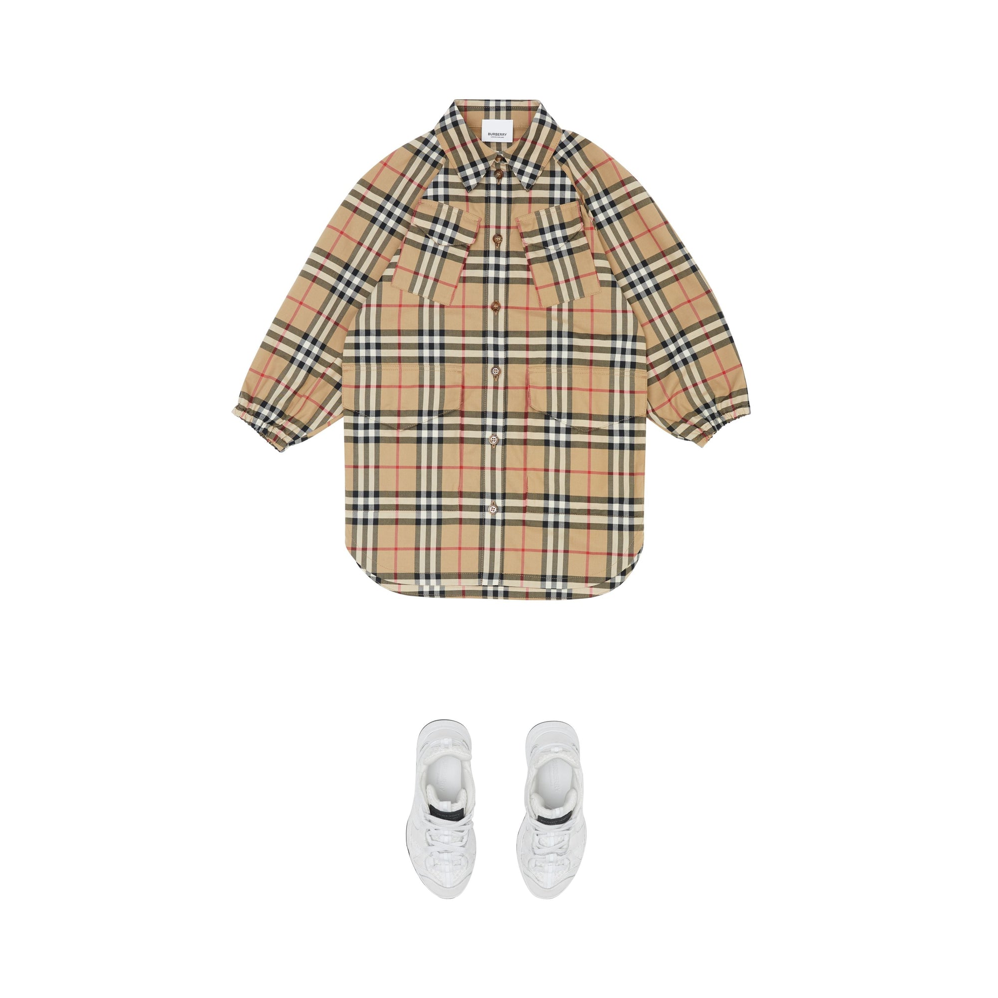 Robe chemise enfant en coton Vintage Check - Archive Beige Check
