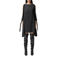 Robe coordonnées géographiques en satin de soie - Black