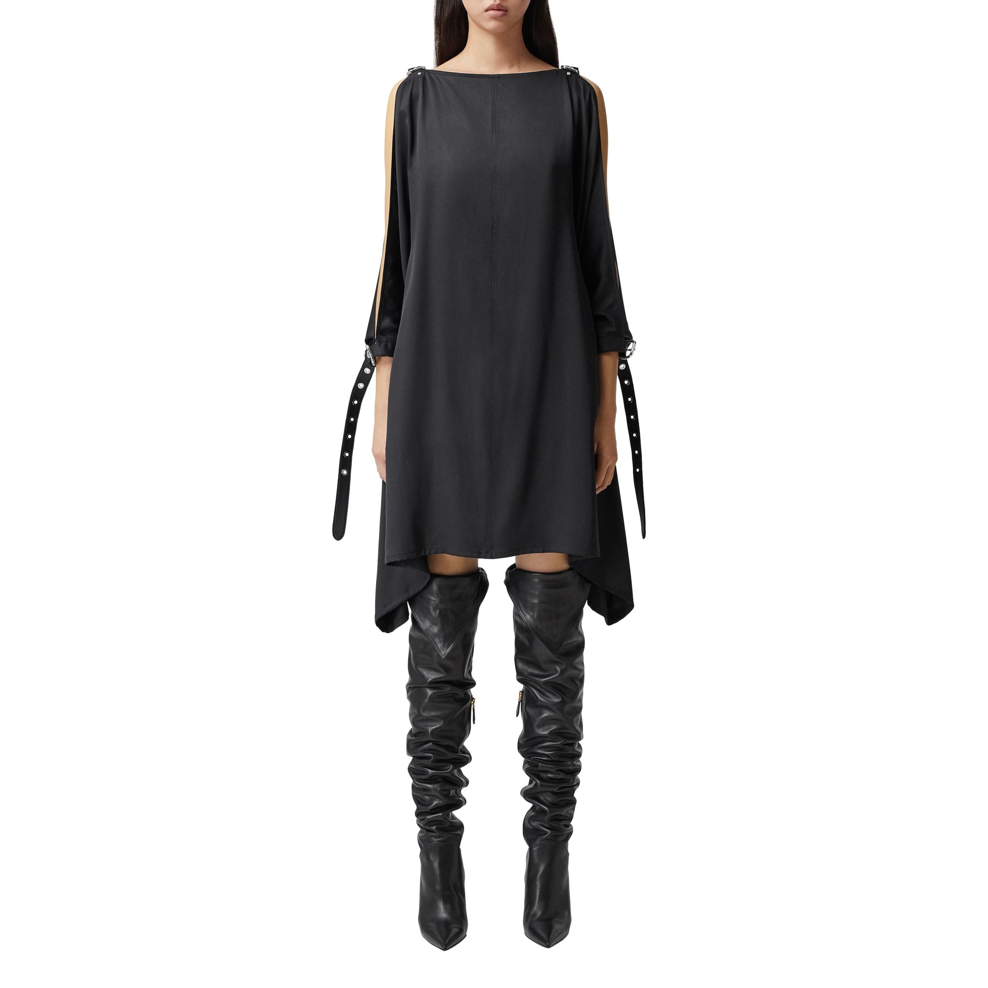 Robe coordonnées géographiques en satin de soie - Black