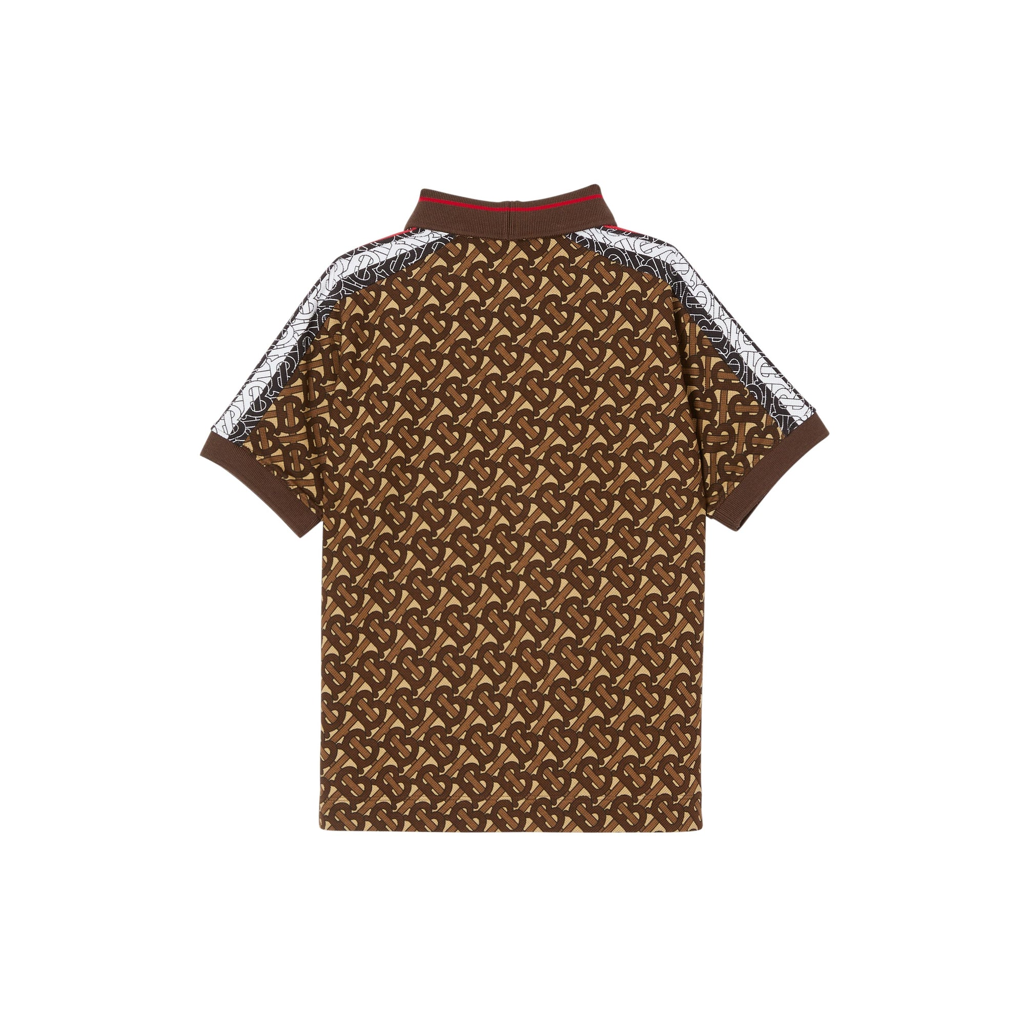 Polo en piqué de coton rayé Monogram - Bridle Brown