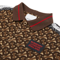 Polo en piqué de coton rayé Monogram - Bridle Brown