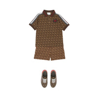 Polo en piqué de coton rayé Monogram - Bridle Brown