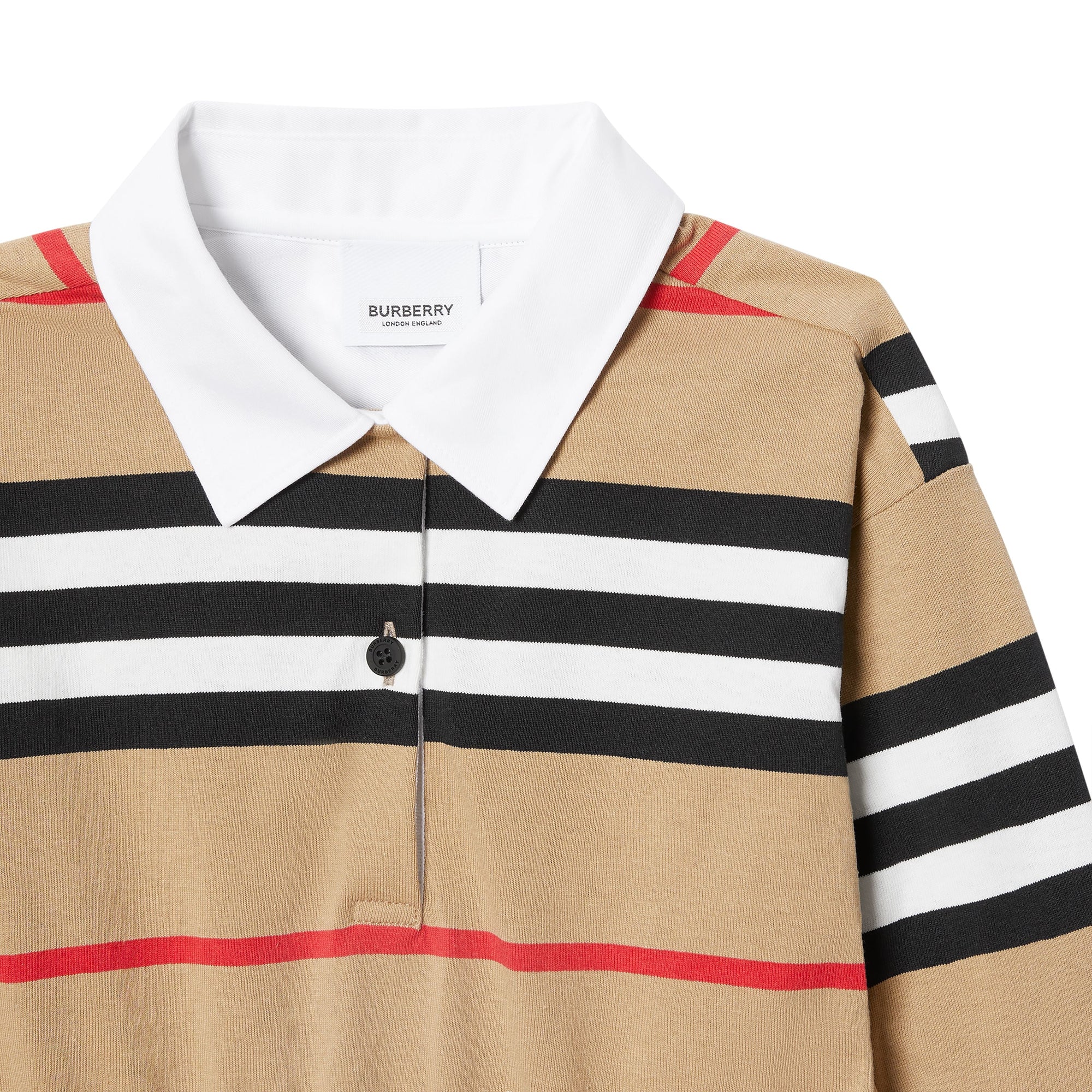 Robe enfant en coton à manches longues avec rayures iconiques - Archive Beige