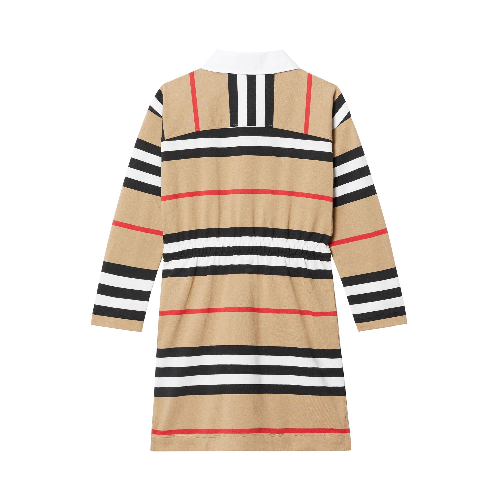 Robe enfant en coton à manches longues avec rayures iconiques - Archive Beige