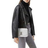 Petit sac TB en cuir d'agneau Monogram matelassé - Optic White