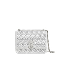 Petit sac TB en cuir d'agneau Monogram matelassé - Optic White