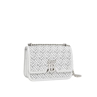 Petit sac TB en cuir d'agneau Monogram matelassé - Optic White