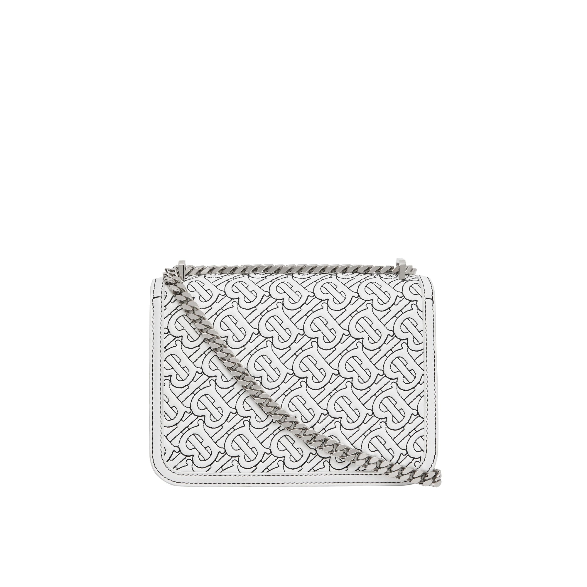 Petit sac TB en cuir d'agneau Monogram matelassé - Optic White